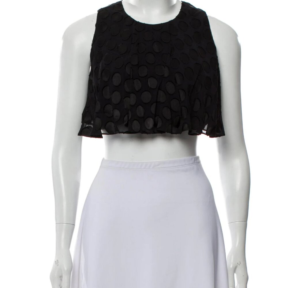 Cushnie et Ochs Polka Dot Crop Top - Black, Size 4